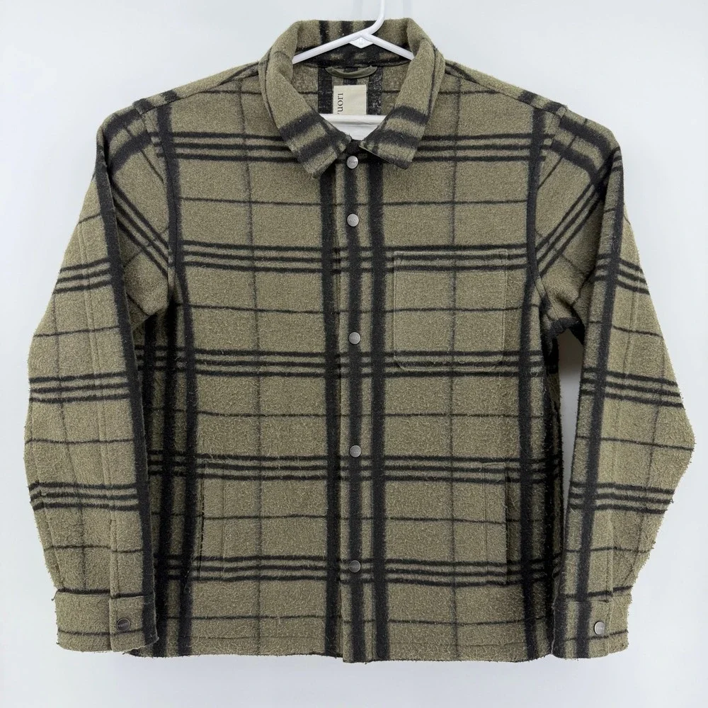 Vuori Men's Plaid Button Up Shacket Coat‎ Jacket Long Sleeve Green Black Size L
